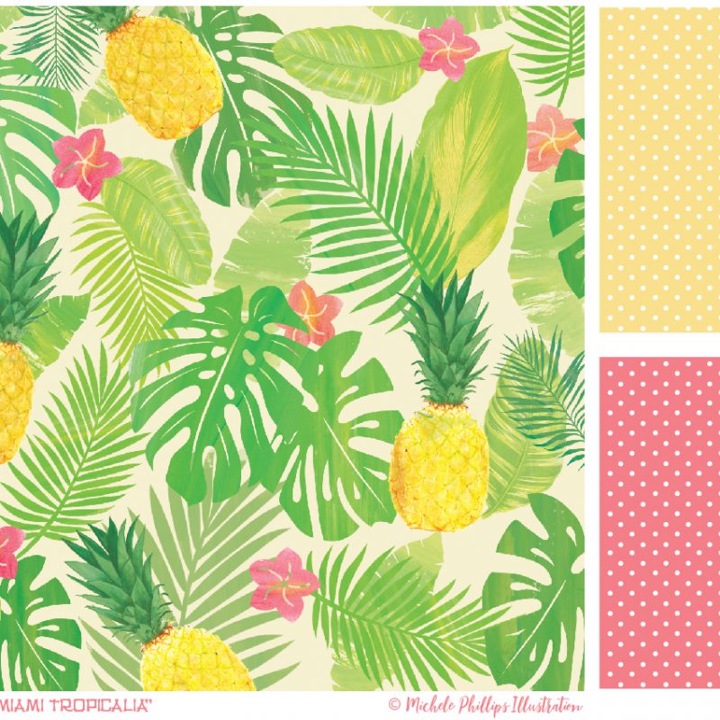 Vintage Miami Tropicalia pattern set
