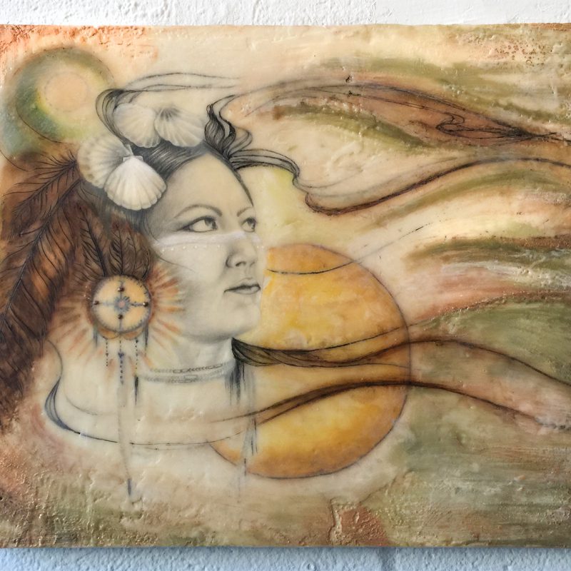 Chickasaw Panther Woman Encaustic Painting M Phillips